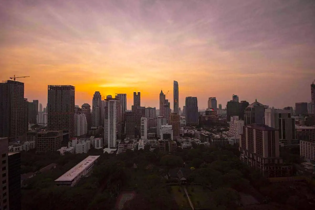 2 Days In Bangkok Itinerary: The ULTIMATE Guide 2025 11 sunset over the bangkok skyline from a skybar