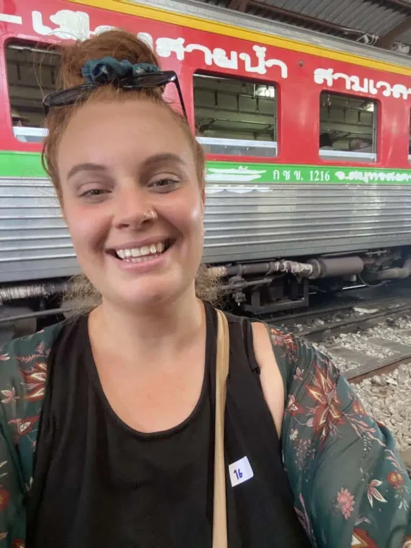 2 Days In Bangkok Itinerary: The ULTIMATE Guide 2025 15 tasha amy at the Maeklong Railway Market in bangkok