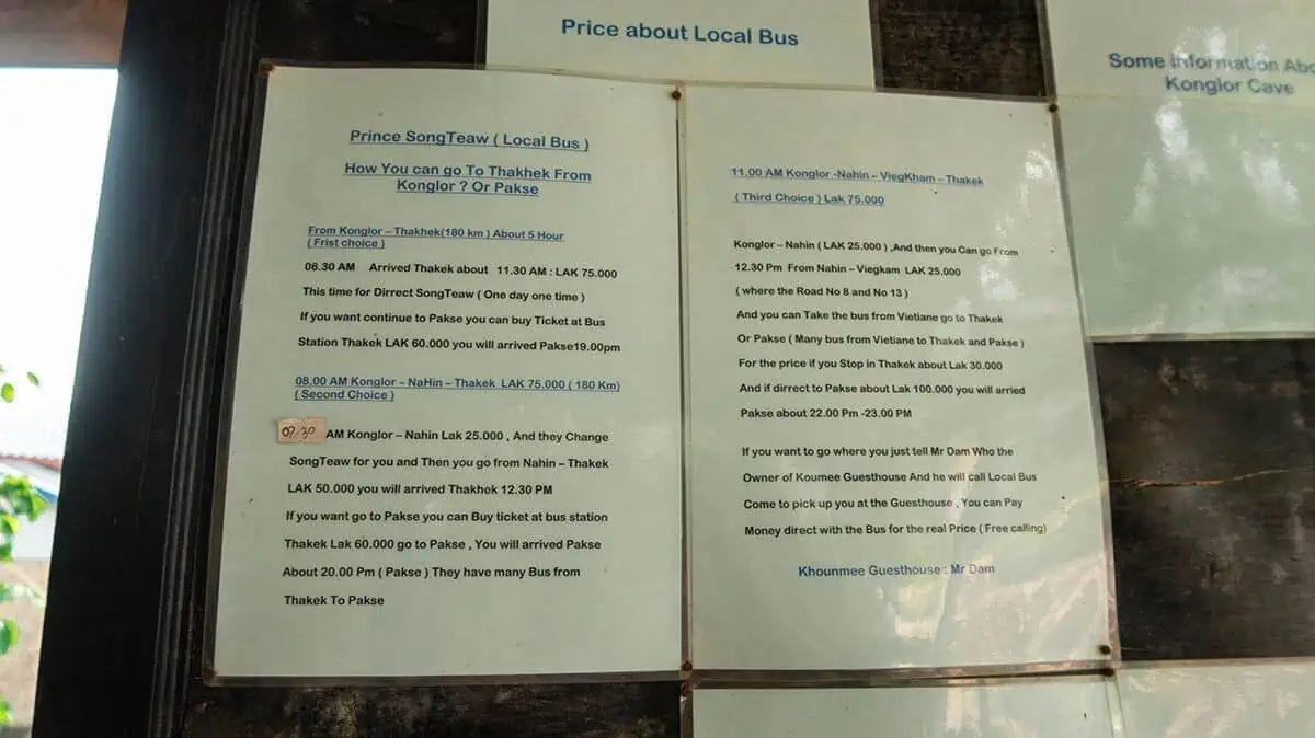 2 Weeks In Laos Itinerary: BEST Route North To South 42 details on how to travel from kong lor to thankhek in laos