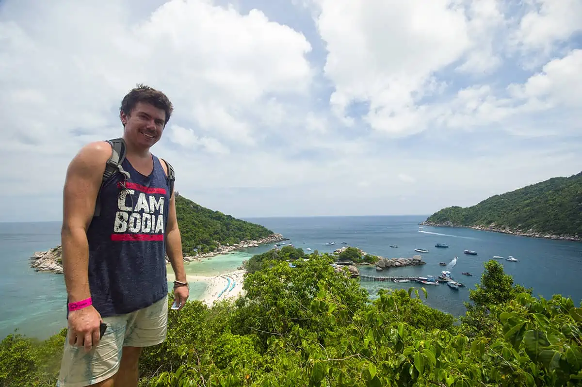 3 Week Thailand Itinerary: Islands, Cities & Culture (2025) 25 getting a photo after hiking up to the viewpoint on koh nang yuan