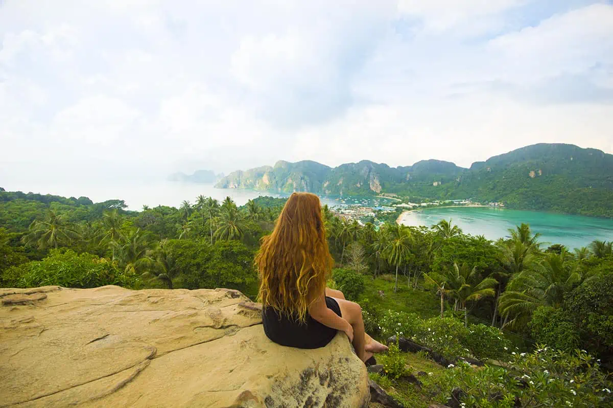 3 Week Thailand Itinerary: Islands, Cities & Culture (2025) 46 checking out one of the amazing viewpoint in koh phi phi while 3 weeks thailand itinerary