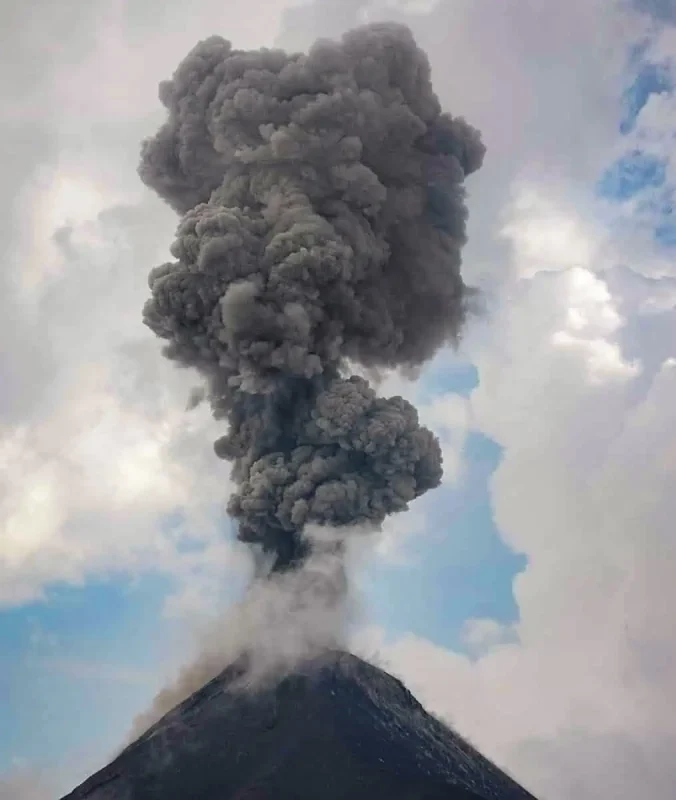 Acatenango Volcano Hike Difficulty: BEST GUIDE (2025) 12 big ash cloud erupting from volcan fuego, this was our view from acatenango