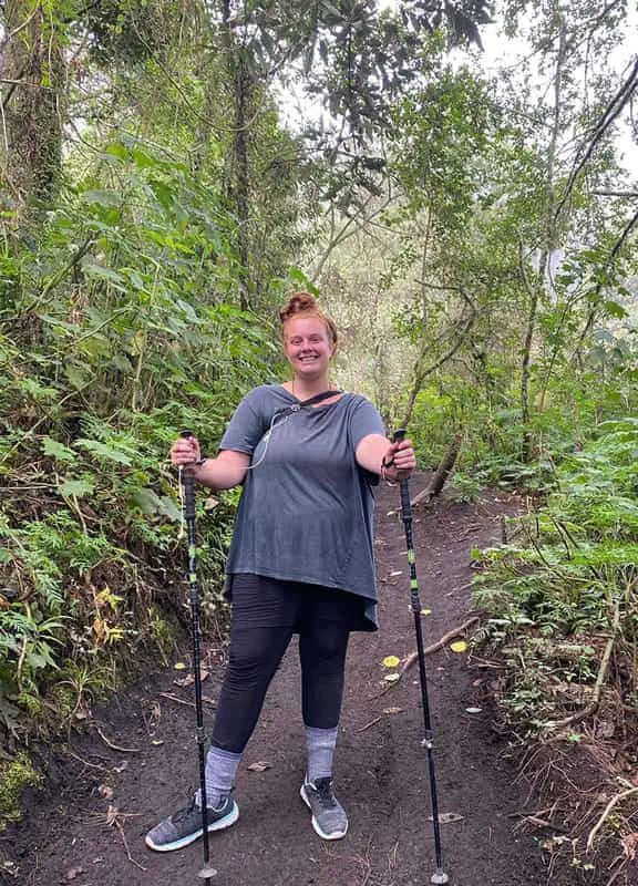 Acatenango Volcano Hike Difficulty: BEST GUIDE (2025) 18 still smiling on the steep early part of the acatenango hike