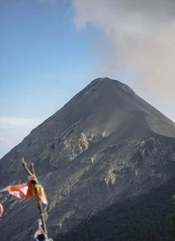 Acatenango Volcano Hike Difficulty: BEST GUIDE (2025) 4 a peaceful moment on volcan fuego from base camp on the acatenango volcano hike