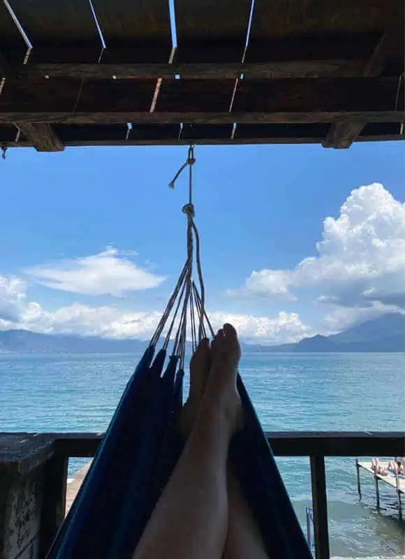 Antigua To Lake Atitlan: By Chicken Bus, Shuttle Or Taxi 21 relaxing back on the hammock with views around lake atitlan