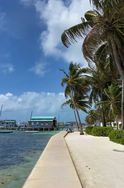 How To Travel From Bacalar To Belize City: All Options Explained 18 walking along the beachfront to my hostel in ambergris caye