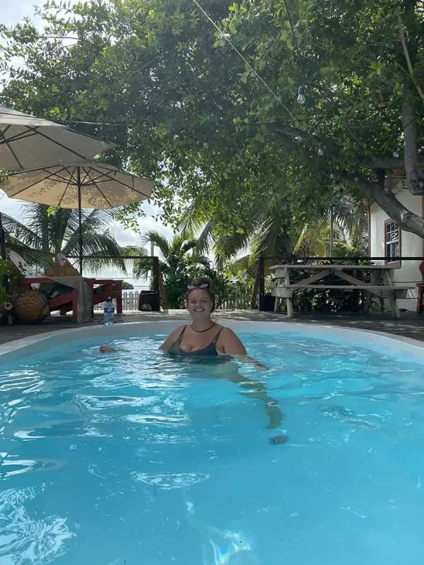 Backpacking Belize: The BEST Guide For Travelers 2025 16 enjoying the pool at our guesthouse in san pedro
