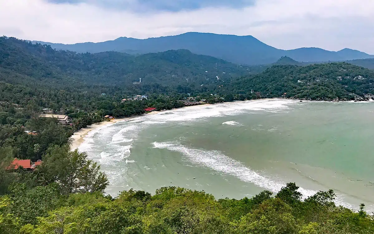 looking down at thong nai pan yai beach from the viewpoint