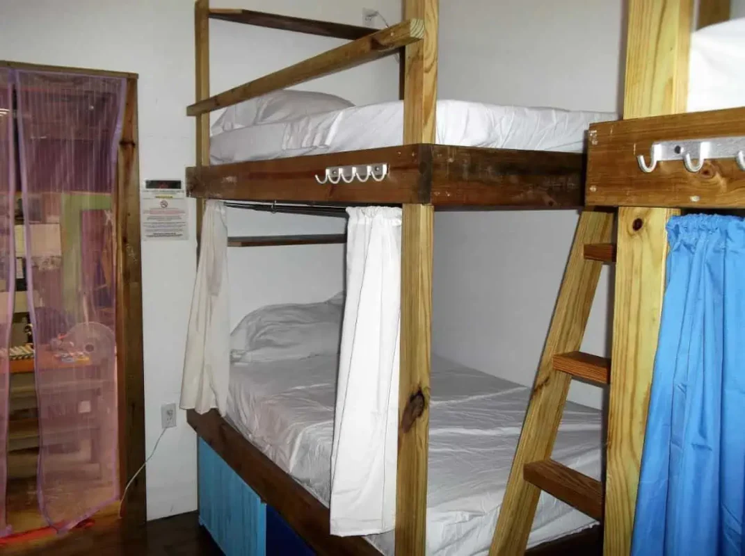 privacy curtains on the bunks at the funky dodo hostel in hopkins
