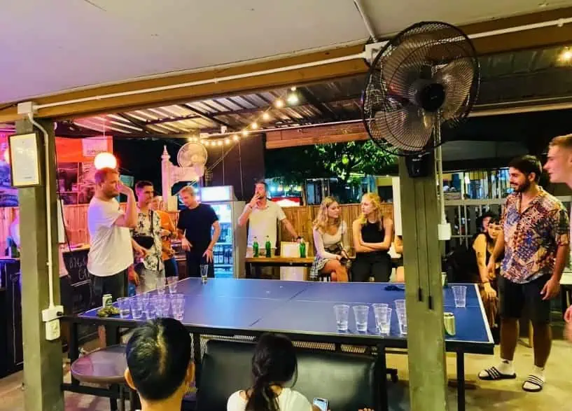 21 Best Hostels In Chiang Mai: Find Your Budget Stay 2025 6 beer pong at big&o's house in chiang mai, a great social hostel for solo travelers
