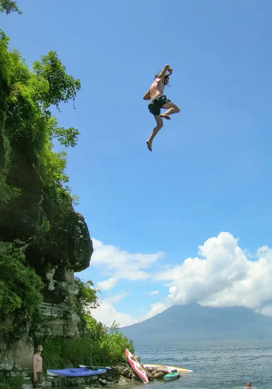 Can You Swim In Lake Atitlan Guatemala? The Water Quality, Sicknesses, & Sewage 11 cliff jumping into the cold waters around lake atitlan