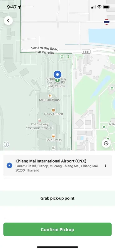 Chiang Mai To Luang Prabang: All You Need To Know 2025 8 the grab taxi pick up location on a map of chiang mai airport