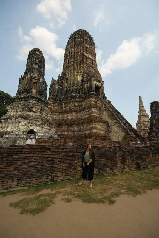 Ayutthaya Day Trip From Bangkok: BEST Guide (2025) 13 tasha amy in front of wat chai watthanaram