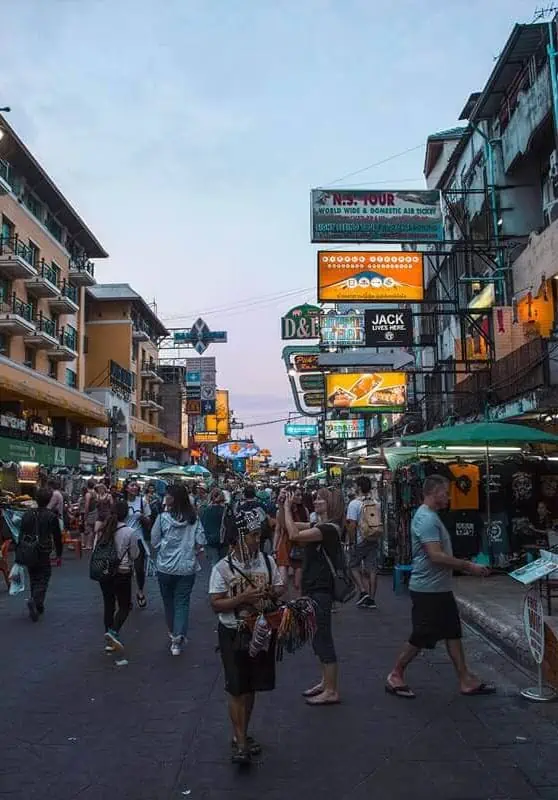 Khao San Road To Suvarnabhumi Airport: ULTIMATE Guide 5 walking down khao san road during dusk before the party really gets started