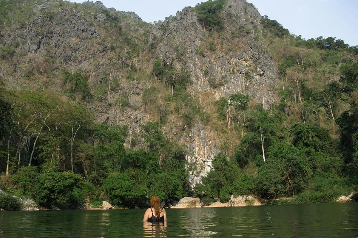 Kong Lor Cave, Laos: ULTIMATE Guide (2025) 21 swimming in the river which flows through kong lor cave