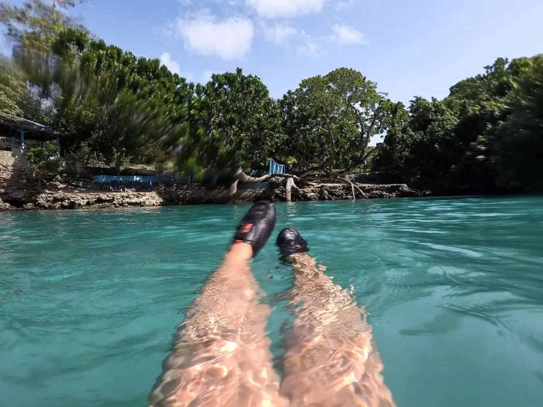 Port Vila Blue Lagoon: BEST Tips For Visiting 2025 11 living my best life in my water shoes at the port vila blue lagoon