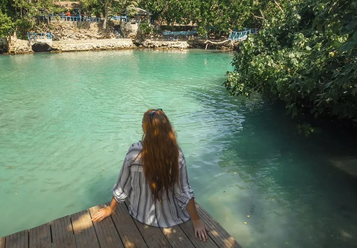 Port Vila Blue Lagoon: BEST Tips For Visiting 2025 13 tasha amy relaxing in a bit of shade at the blue lagoon port vila vanuatu